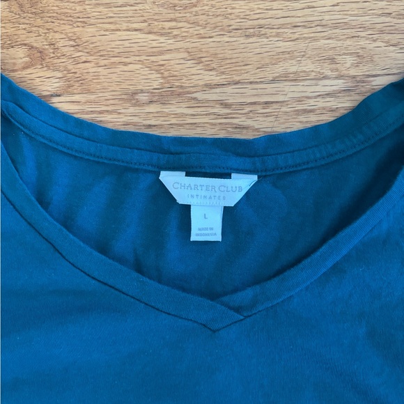 Charter Club Intimates Sleep Shirt Women’s Large Blue (Teal) V Neck Long Sleeve - Picture 2 of 5